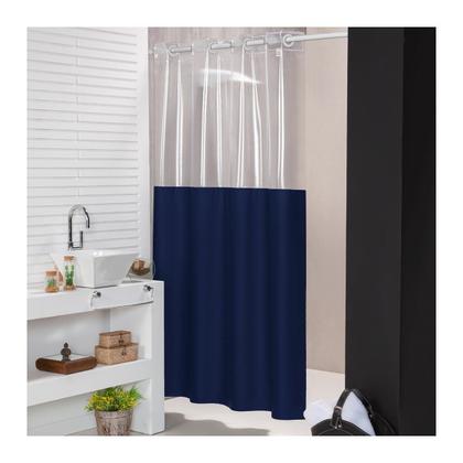 Imagem de Cortina Box Banheiro Para Varão Impermeável Com Visor