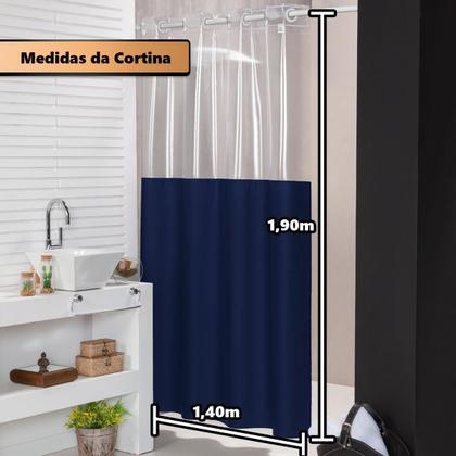 Imagem de Cortina Box Banheiro Para Varão Impermeável Com Visor