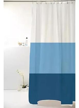Imagem de Cortina Box Grossa Antimofo Pvc 198x180 Cm C/ Ganchos Cor Faixas Azuis