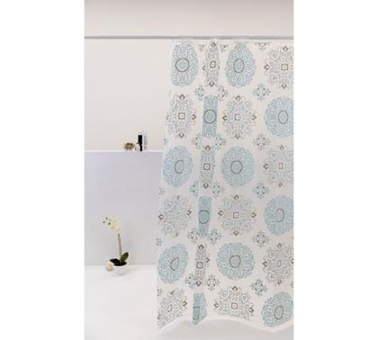 Imagem de Cortina Box Peva Círculos Cinza E Azuis 180X160Cm - Uzoo