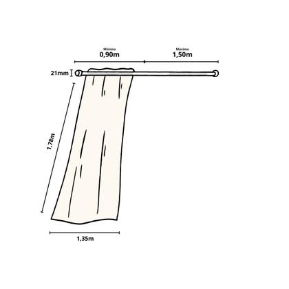 Imagem de Cortina Box Plástica Banheiro Com Visor Gancho 1,35X 1,78m + Varão Ajustável até 150cm