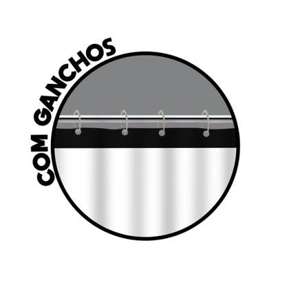Imagem de Cortina Box PVC com Visor Transparente para banheiro