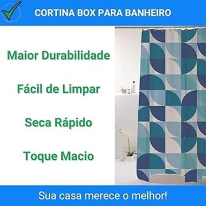 Imagem de Cortina Box Pvc Faixas Azuis 198x180cm Uzoo