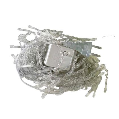 Imagem de Cortina Cascata de LED com 100 Lâmpadas Branco Quente 110V Fio Transparante - Festive