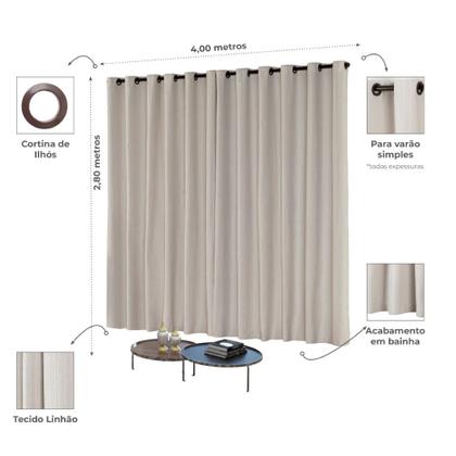 Imagem de Cortina CASTELE linhão sala e quarto 4,00M X 2,80M