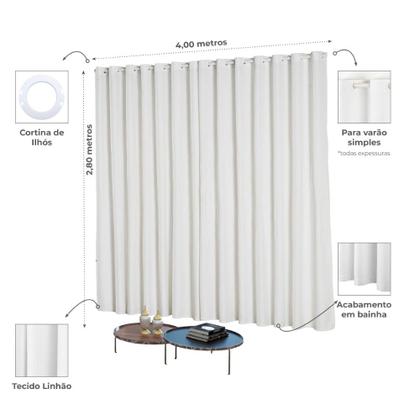 Imagem de Cortina CASTELE linhão sala e quarto 4,00M X 2,80M