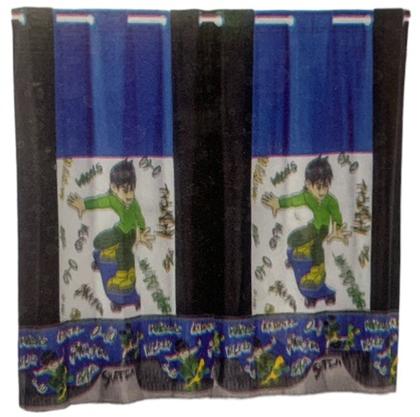 Imagem de Cortina Colors Boys Para Varão Simples 2,00M X 1,80M Azul Skate Bella Enxovais 