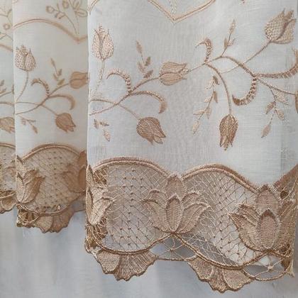 Imagem de Cortina Com Gripir Bordada Alto Padrão Para Varão Bastão Janela até 1,50m