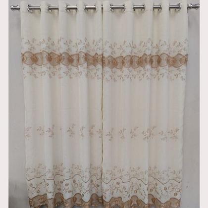 Imagem de Cortina Com Gripir Bordada Alto Padrão Para Varão Bastão Janela até 1,50m