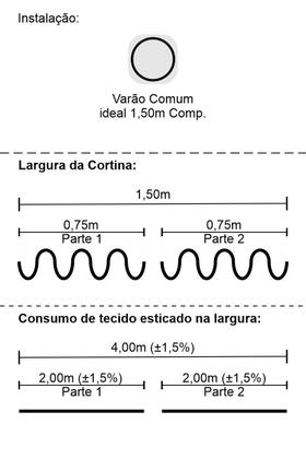Imagem de Cortina com Ilhós para Varão Comum 1,50m Larg. X 2,70m Alt. Linho Sintético