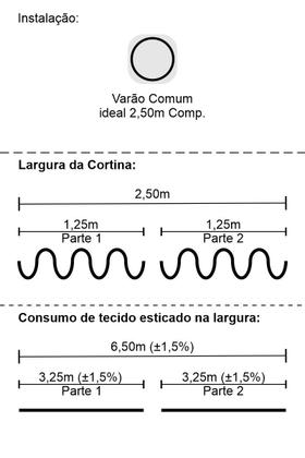 Imagem de Cortina com Ilhós para Varão Comum 2,50m Larg. X 2,70m Alt. Linho Sintético