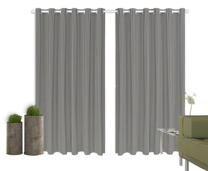 Imagem de Cortina Corta Luz 2,50m X 2,20m 100% Blackout PVC Cinza Para Sala Ou Quarto Para Varão Simples