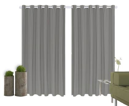 Imagem de Cortina Corta Luz 4,00m X 2,40m 100% Blackout PVC Cinza Para Sala Ou Quarto Para Varão Simples