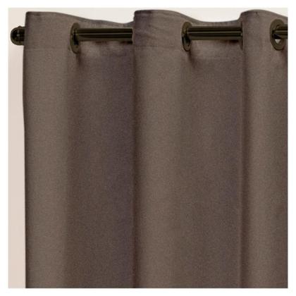 Imagem de Cortina Corta Luz Em Tecido Blackout Com Voil 5m L X 1,00m A Com Ilhós Tabaco Sala Quarto Blecaute