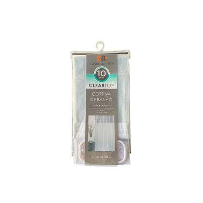 Imagem de Cortina de Banheiro Box Com Visor Pvc Impermeável Antimofo Com 9 Ganchos Casambiente