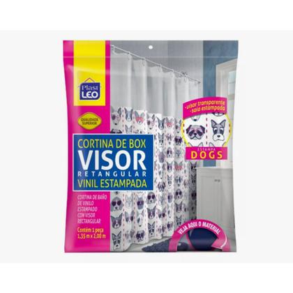 Imagem de Cortina de Box Banheiro Com Visor Dogs Cães 1,35 x 2m R623G