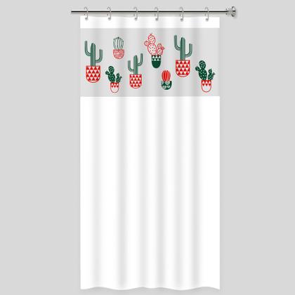 Imagem de Cortina De Box Com Visor Decorada  Antimofo Pvc Várias Cores