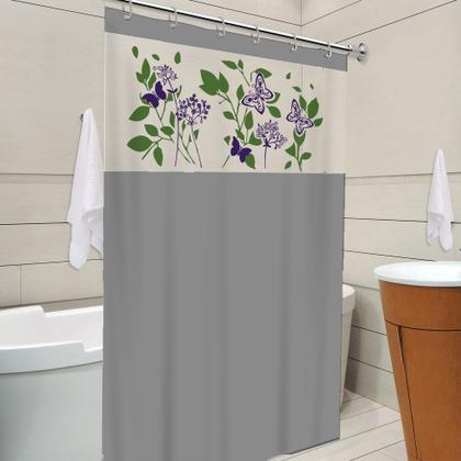 Imagem de Cortina De Box Com Visor Decorada  Antimofo Pvc Várias Cores