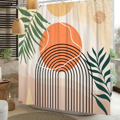Imagem de Cortina de chuveiro Yiartaan Boho Abstract Mid Century Green