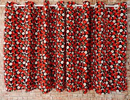 Imagem de Cortina De Cozinha Estampada  2m X 1,20m Maçã  Com Abraçadeira