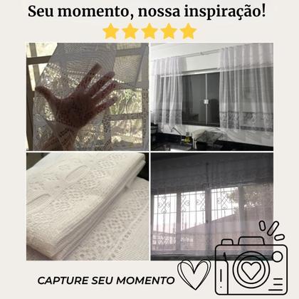Imagem de Cortina de Cozinha Renda Tulipa 1,20x2,20m com Bando Acoplado - Duas Folhas