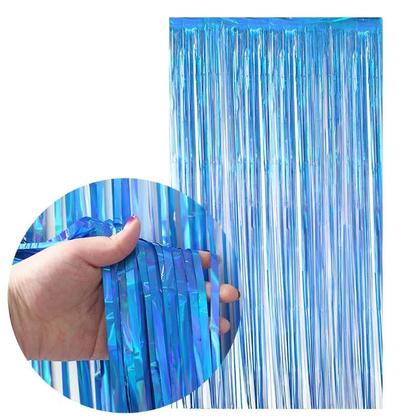 Imagem de Cortina de Folha Metálica Prateada com Franjas - Kit com 2 Unidades - Decoração para Festa de Aniversário