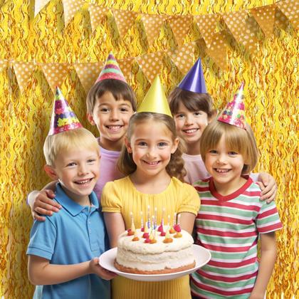 Imagem de Cortina de Fundo com Franjas PIGETALE - Dourada com Folha de Ouro - 1x2m