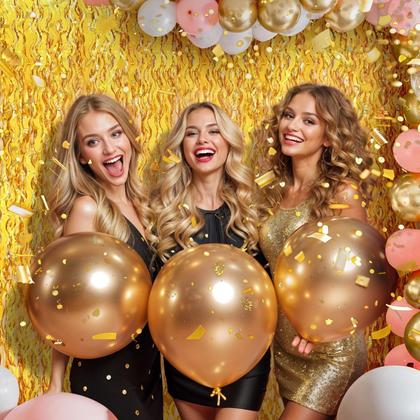 Imagem de Cortina de Fundo com Franjas PIGETALE - Dourada com Folha de Ouro - 1x2m