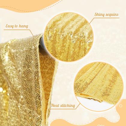 Imagem de Cortina de fundo de lantejoulas PartyDelight Gold 180 cm x 240 cm