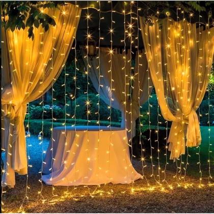 Imagem de Cortina De Led 3x2M 300 Leds 8 Funções Romântica Para Casamento De Natal