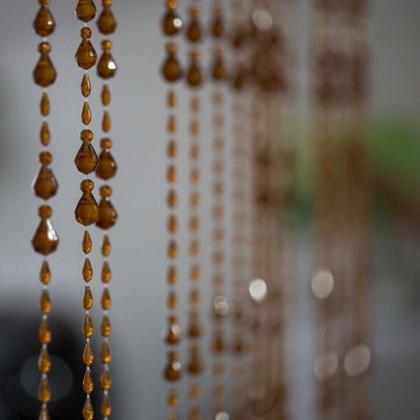 Imagem de Cortina De Miçangas E Contas Decorativas Marrom