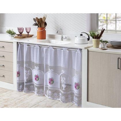 Imagem de Cortina De Pia Para Cozinha Renda 1,60x0,80m Violeta - Rendam