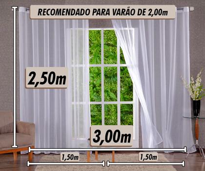 Imagem de Cortina De Sala Quarto Voil 3,00 x 2,50 - Com Ilhós Cromado