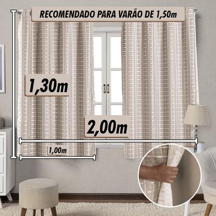 Imagem de Cortina de Voal Xadrez Blackout 100% Corta Luz 2,00mx1,30m