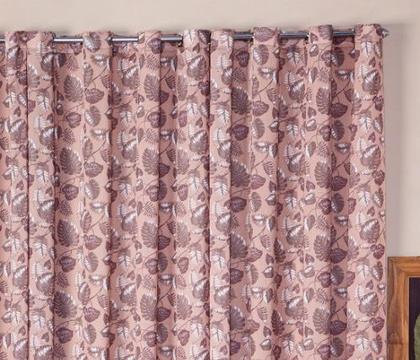 Imagem de Cortina Decorativa para Sala Quarto Escritório Malha Gel Ilhós 2,00m x 1,60m Estampa 5 Folhagem Tabaco