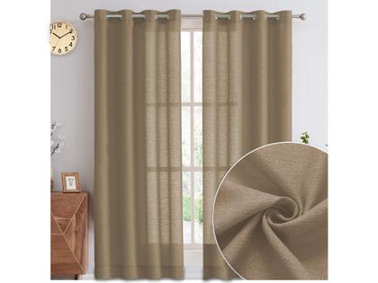 Imagem de cortina doha tecido linho rústico 3,00m porta/ janela diversas cores