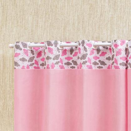 Imagem de Cortina Estampada Para Quarto Do Bebê Modelo Nuvem Rosa