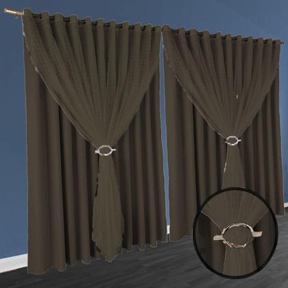 Imagem de Cortina Fiori Sala Quarto 8,00 x 2,50 Apartamento bege