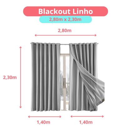 Imagem de Cortina Gaze de Linho com Blackout em Tecido 2,80m x 1,70m Para Janela Quarto e Sala