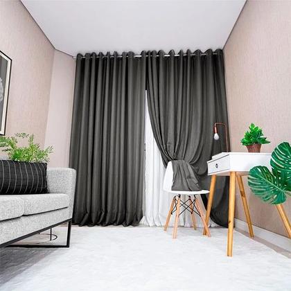 Imagem de Cortina Gaze de linho Com Forro 4,00X2,60 Para Varão - Sala/Quarto
