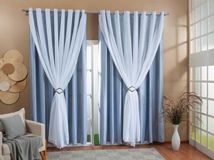 Imagem de Cortina Gaze De Linho Forro Blackout 7,00x2,40m Sala E Quarto Varias Cores