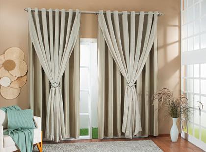 Imagem de Cortina Gaze De Linho Forro Blackout 8,00x2,40m Sala E Quarto Varias Cores