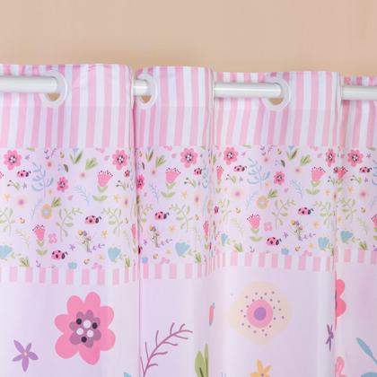 Imagem de Cortina Infantil 2,00x1,50 Estampa Bebê Quarto Flores