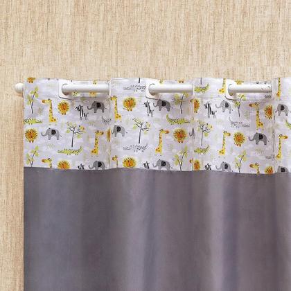 Imagem de Cortina Infantil Criança Estampada Unisex Cinza Bichinhos