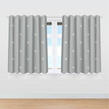 Imagem de Cortina Infantil Estrelas Brancas Tecido Premium 2,60x1,50m
