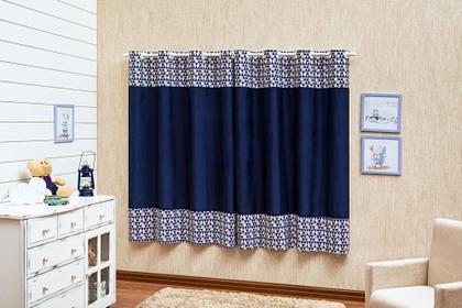 Imagem de Cortina Infantil Para Quarto Bebê Ilhós Estampada Menino Menina Varão Simples 2x1,70m