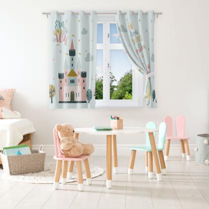 Imagem de Cortina Infantil Princesa e Castelo para Quarto 2,80x1,40m