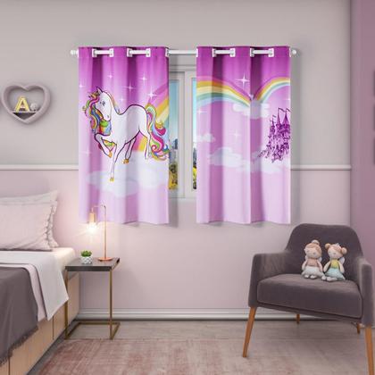 Imagem de Cortina Infantil Quarto De Criança 2,00M X 1,30M Unicórnio