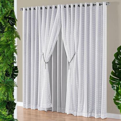 Imagem de Cortina Iris 3 Metros Semi Blackout Sala Quarto Varão Cinza