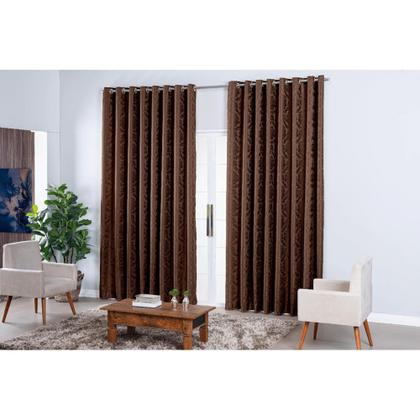 Imagem de Cortina Jacquard 2,70x1,80 Sala E Quarto Semi Blackout Janela Varias Estampa